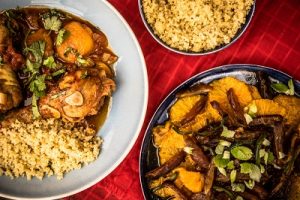 Chicken tagine with apricots ginger and ras el-hanout